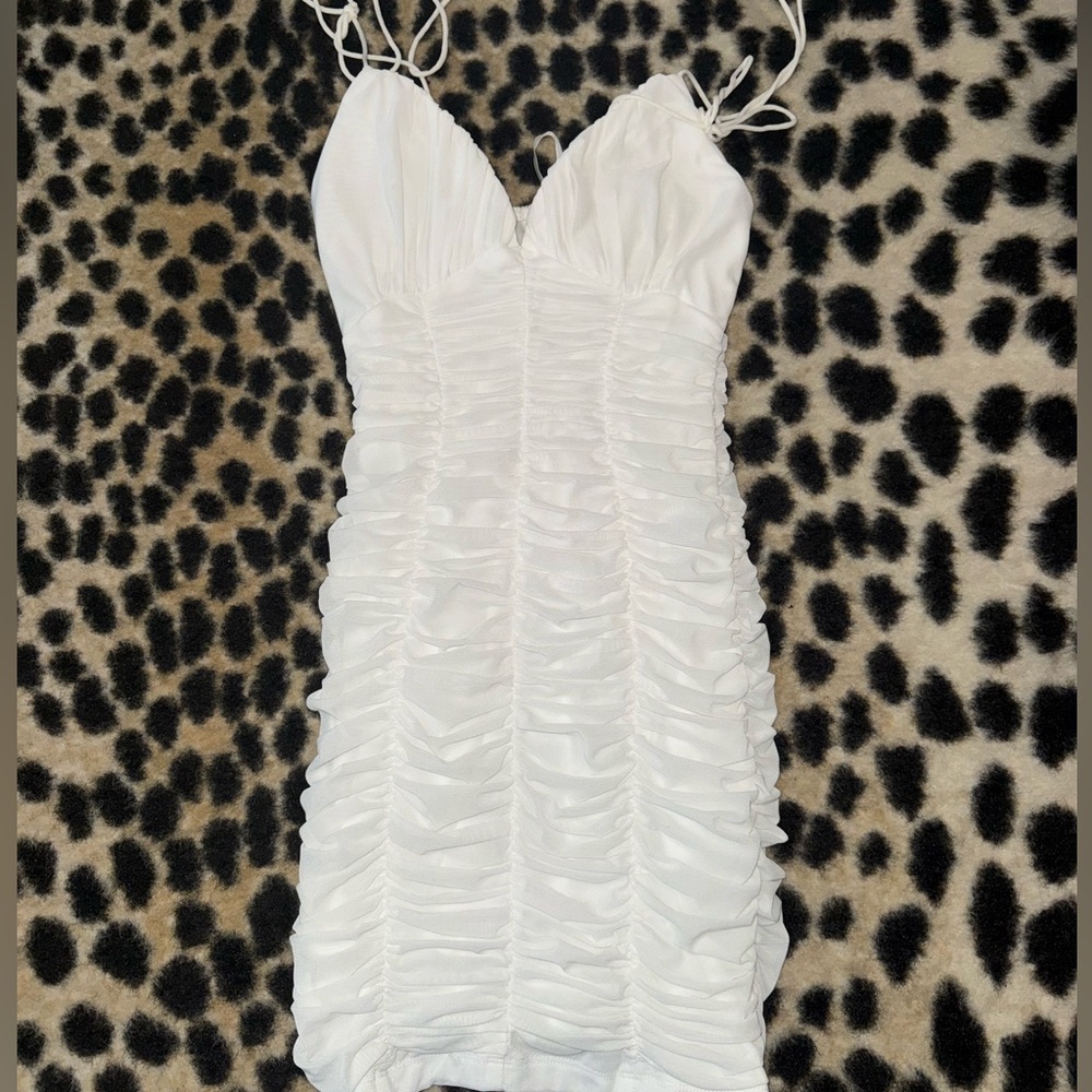 Hello molly White Ruched mini Dress